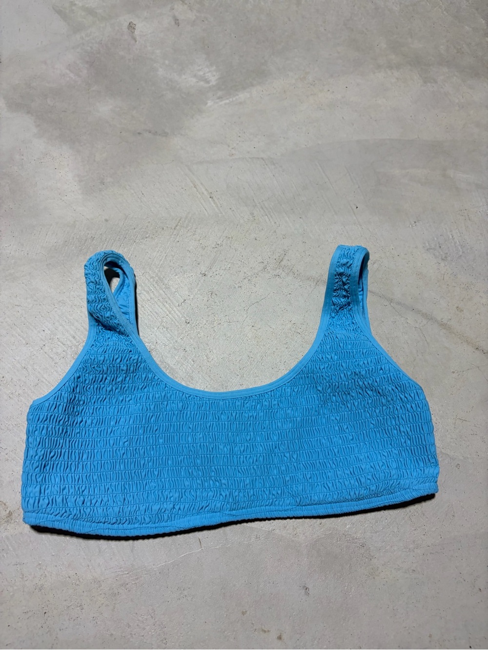 L*Space Blue Ozzie Women's Smocked swim suit top large